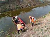 北芮村 北芮村工作人员清理本村河，渠，坑塘环境卫生。