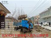 北龙化村 北龙化村党书记为了方便村民出行方便，带领人员为村内公路铲雪。