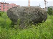 凤凰庄村 凤凰庄的风水镇村石---扇子石。位于村南岭最高处